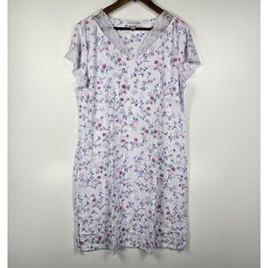 Miss Elaine Women's Size Large Sleepshirt Nightgown Floral Lace Accents NWT